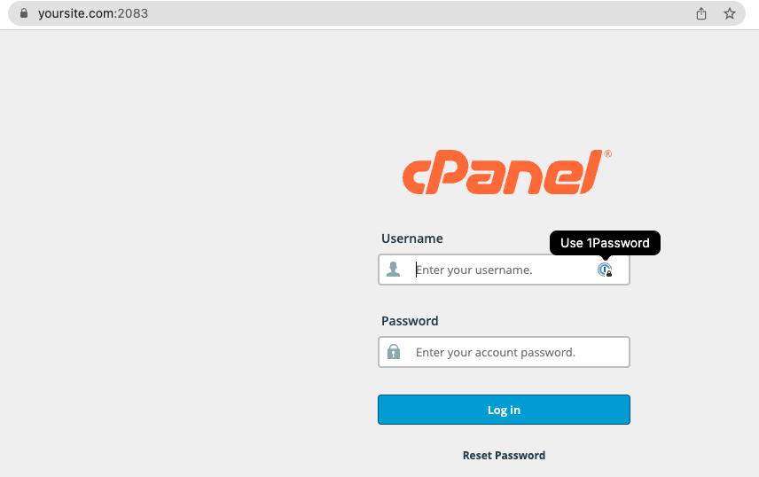 cPanel login page to a web host